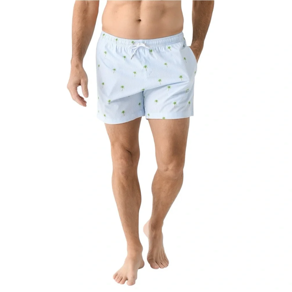 BERMIES MEN'S PALM STRIPES SWIM TRUNK SIZE M EUC